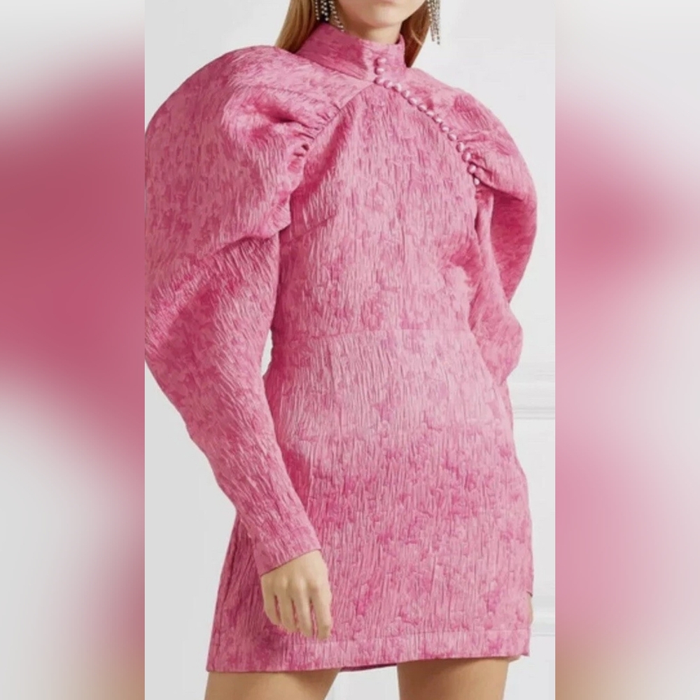 ✨ Iconic ROTATE Statement Mini - Pink Jacquard & Dramatic Sleeves ✨